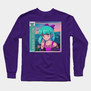 Vaporwave anime aesthetic retro vintage girl Long Sleeve T-Shirt